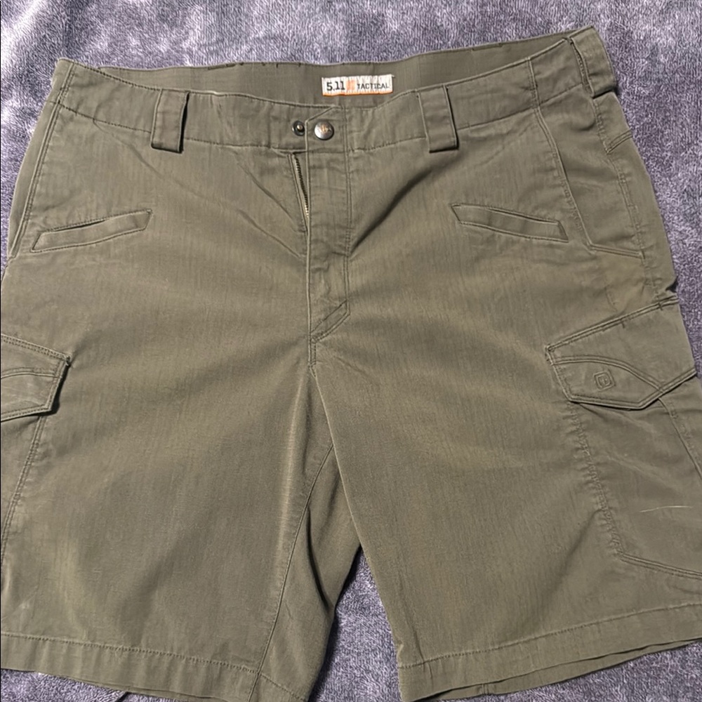 5.11 Tactical Olive Green Stryke Cargo Shorts Durable Outdoor Wear